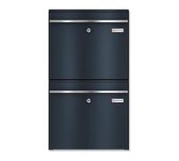Metzler Cassetta postale doppia sovrapposta, inox, 390 x 687 x 116 mm | Verticale, 2 posti per casa bifamiliare, grigio antracite RAL 7016, a parete, targhette portanome intercambiabili