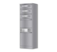 Metzler cassetta postale esterna 3 cassette indipendenti vano pacchi alluminio grigio RAL 9007 con serrature dedicate incisione laser montaggio parete o pavimento installazione facile protezione posta