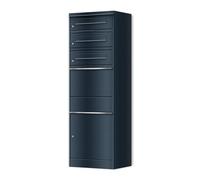 Metzler cassetta postale esterno acciaio zincato antracite RAL 7016 con scomparto pacchi integrato e tre cassette indipendenti impermeabile antiruggine montaggio parete o pavimento lunga durata