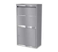 Metzler cassetta postale pacchi con serratura cilindro e piastra incisione RAL 9007 grigio resistente alle intemperie e antiruggine, autoportante o montaggio a parete, capiente 440 x 822 x 220 mm