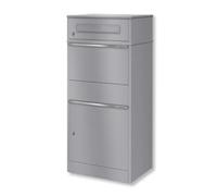 Metzler cassetta postale pacchi vano pacchi integrato e vano lettere separato RAL9007 grigio alluminio impermeabile antiruggine serratura con chiavi installazione a parete o pavimento design moderno