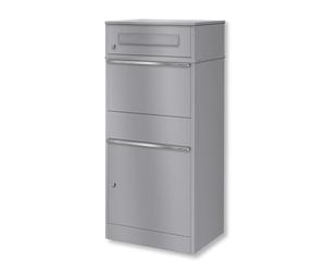 Metzler cassetta postale pacchi vano pacchi integrato e vano lettere separato RAL9007 grigio alluminio impermeabile antiruggine serratura con chiavi installazione a parete o pavimento design moderno