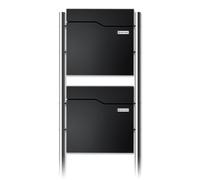 Metzler Cassetta postale su piedistallo per 2 famiglie nero profondo RAL9005 - Cassetta postale doppia autoportante con piedini in acciaio inox e targhetta nominativa intercambiabile