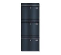 Metzler Cassetta postale tripla sovrapposta, inox, 390 x 1031 x 116 mm | Verticale, 3 posti per casa trifamiliare, grigio antracite RAL 7016, a parete, targhette portanome intercambiabili