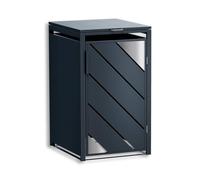 Metzler Contenitore per bidoni della spazzatura da 1 pezzo, 240 l, colore antracite, con accenti in acciaio inox, per 1 tonnellata in acciaio, resistente alle intemperie e chiudibile, rivestimento