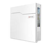 Metzler Hoffmann SF - Boîte aux lettres murale blanche RAL 9016 avec fenêtre de visualisation latérale, compartiment journaux et plaque nominative interchangeable