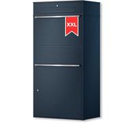 Metzler Scatola per pacchi con cassetta postale - Cassetta delle lettere per esterni XXL in acciaio antracite RAL7016 con scomparto pacchi, impermeabile e antiruggine, Standalone per casa unifamiliare
