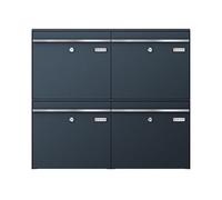 Metzler Sistema di cassette postali XXL per 4 persone - casa unifamiliare in acciaio massiccio in antracite RAL 7016 - con targhetta sostituibile - montaggio a parete - 390 x 1031 x 116 mm - Bk212
