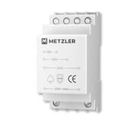 Metzler Trasformatore per campanello da porta 8 V 12 V 24 V, trasformatore campanello con potenza nominale 8 VA, adatto per guida DIN normalizzata, campanello, trasformatore bianco