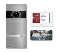 Metzler VDM10 2.0 Videocitofono Set completo con targhetta intercambiabile - Collegamento LAN/POE - Citofono con fotocamera HD e schermo per 1 casa di famiglia, colore grigio in acciaio inox V2A