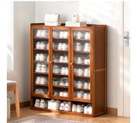 Meuble à Chaussures 3 Portes Battantes étagère à Chaussures enMeuble de RangementArmoire à Chaussures avec Porte pour Petit entrée Salon Chambre 90 x 32 x 107 cm Marrone