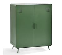 MEUBLE COSY Credenza Soggiorno Mobile Cucina Armadio Cassettiera Camera da Letto Mobiletto per Ufficio con 2 Ante e Ripiani, Industriale, Metallo, Verde, 80x40x102cm