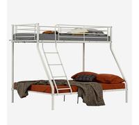MEUBLE COSY Letto a Castello 3 Posti Letti per Camerette Adulti e Bambini 90 e 140 x 190 cm con Rete a Doghe di Ferro in Metallo, Bianco