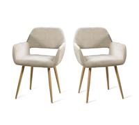 MEUBLE COSY Poltrona Imbottita Sedia da Salotto con Braccioli Poltroncina Relax in Tessuto con Braccioli Gambe in Metallo per Camera da Letto Soggiorno, Beige