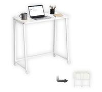 MEUBLE COSY Scrivania per Computer Pieghevole Postazione di Lavoro per Ufficio, Studio, Piccoli Spazi, Facile da Montare, Struttura in Metallo, Bianco, 80x44x74cm