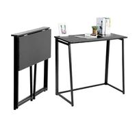 MEUBLE COSY Scrivania per Computer Pieghevole Postazione di Lavoro per Ufficio, Studio, Piccoli Spazi, Facile da Montare, Struttura in Metallo, Nero, 80x44x74cm