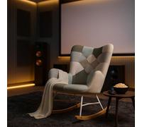 MEUBLE COSY Sedie Extralarge Poltrona da Salotto Sovradimensionata Scandinava in Tessuto Patchwork con Schienale Alto e Braccioli