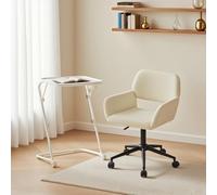 MEUBLE Cosy Set da scrivania con sedia da ufficio, tavolo per bambini, pieghevole e sedia regolabile in altezza, per ufficio, casa, colore beige + bianco