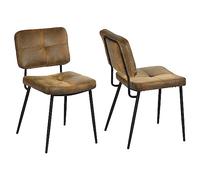 MEUBLE COSY Set di 2 Sedie da Pranzo Imbottito con Schienale Senza Braccioli in Pelle Scamosciata Gambe in metallo per Cucina Sala Soggiorno