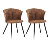 MEUBLE COSY Set di 2 Sedie da Pranzo Vintage Imbottito con Schienale Braccioli in Pelle Scamosciata per Cucina Sala Soggiorno