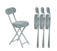 MEUBLE COSY Set di 4 Sedia da Ufficio, Faux Pelliccia, Grigio, 30x45x75cm