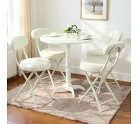 MEUBLE COSY Set di 4 Sedie da Pranzo Pieghevole Imbottito con Schienale, Tessuto in Finta Pelliccia di Coniglio, Struttura in Metallo per Cucina, Bianco