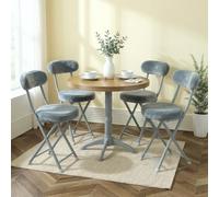 MEUBLE COSY Set di 4 Sedie da Pranzo Pieghevole Imbottito con Schienale, Tessuto in Finta Pelliccia di Coniglio, Struttura in Metallo per Cucina, Grigio