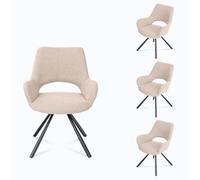 MEUBLE COSY Set di 4 Sedie da Pranzo Scandinavo Poltrona Imbottite con Schienale e Braccioli in Tessuto Gambe in Metallo per Cucina Soggiorno Ufficio, Beige