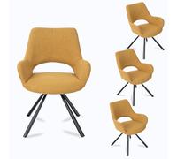 MEUBLE COSY Set di 4 Sedie da Pranzo Scandinavo Poltrona Imbottite con Schienale e Braccioli in Tessuto Gambe in Metallo per Cucina Soggiorno Ufficio, Giallo