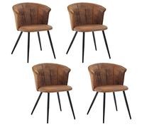 MEUBLE COSY Set di 4 Sedie da Pranzo Vintage Imbottito con Schienale Braccioli in Pelle Scamosciata per Cucina Sala Soggiorno