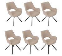 MEUBLE COSY Set di 6 Sedie da Pranzo Scandinavo Poltrona Imbottite con Schienale e Braccioli in Tessuto Gambe in Metallo per Cucina Soggiorno Ufficio, Beige