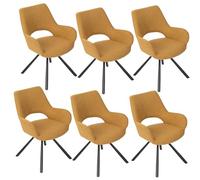 MEUBLE COSY Set di 6 Sedie da Pranzo Scandinavo Poltrona Imbottite con Schienale e Braccioli in Tessuto Gambe in Metallo per Cucina Soggiorno Ufficio, Giallo