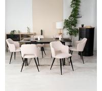 MEUBLE COSY Set Sala da Pranzo da 7 Pezzi con 1 Tavolo Allungabile e 6 Sedie, Struttura in Acciaio per Cucina e Soggiorno