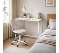 MEUBLE COSY Set Scrivania e Sedia da Ufficio Salvaspazio per Lavorare e Studiare da Casa, Bianco + Grigio