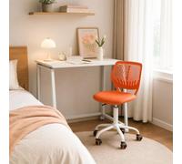 MEUBLE COSY Set Scrivania e Sedia da Ufficio Salvaspazio per Lavorare e Studiare da Casa, Bianco + Mandarino