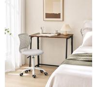 MEUBLE COSY Set Scrivania e Sedia da Ufficio Salvaspazio per Lavorare e Studiare da Casa, Marrone + Grigio