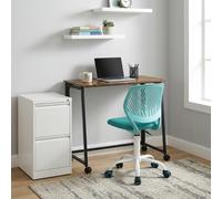 MEUBLE COSY Set Scrivania e Sedia da Ufficio Salvaspazio per Lavorare e Studiare da Casa, Marrone + Turchese
