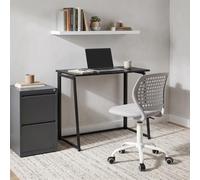 MEUBLE COSY Set Scrivania e Sedia da Ufficio Salvaspazio per Lavorare e Studiare da Casa, Nero + Grigio