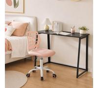 MEUBLE COSY Set Scrivania e Sedia da Ufficio Salvaspazio per Lavorare e Studiare da Casa, Nero + Rosa