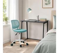 MEUBLE COSY Set Scrivania e Sedia da Ufficio Salvaspazio per Lavorare e Studiare da Casa, Nero + Turchese