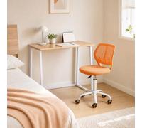 MEUBLE COSY Set Scrivania e Sedia da Ufficio Salvaspazio per Lavorare e Studiare da Casa, Rovere + Arancione