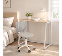 MEUBLE COSY Set Scrivania e Sedia da Ufficio Salvaspazio per Lavorare e Studiare da Casa, Rovere + Grigio