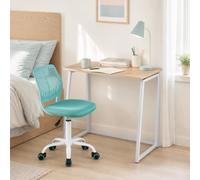 MEUBLE COSY Set Scrivania e Sedia da Ufficio Salvaspazio per Lavorare e Studiare da Casa, Rovere + Turchese