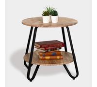 MEUBLE COSY Tavolino da caffè Rotondo Comodino con Ripiano Marrone Chiaro E Noir