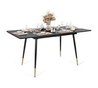 MEUBLE COSY Tavolo da Pranzo Allungabile Cucina Tavolino da Soggiorno per 4-6 Persone, Stile Industriale, Struttura in Metallo, Nero e Oro, 120-160x80x75cm