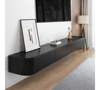 Meuble TV Suspendu Meuble Tele Noir avec Rangement Elégant Meuble TV Bois Table Television Salon Convient pour Le Salon et la Chambre à Coucher (Nero 200 cm)