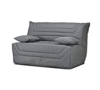 Meubletmoi Divano letto BZ 140 x 190 cm con rivestimento in tessuto grigio melange materasso spessore 12 cm e 2 cuscini decorativi - CYRIAC