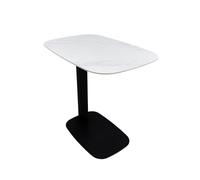 Meubletmoi Punta per divano/tavolino rettangolare H. 55 cm in ceramica bianca effetto marmo con base in metallo nero - atmosfera moderna ed elegante - Opaline