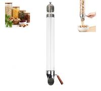 MEUBLLY Dispenser A Parete Per Alimenti Secchi Da 100 Cm, Contenitore | Dispenser Professionale A Parete Per Cereali, Con Tubo In Vetro Trasparente, Leva In Legno E Uscita Da 6 Cm;(Silver)