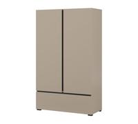 Meublorama Armadio da ripostiglio Havana Beige e Nero 2 Porte 1 cassetto - Eleganza discreta e Risparmio di Spazio